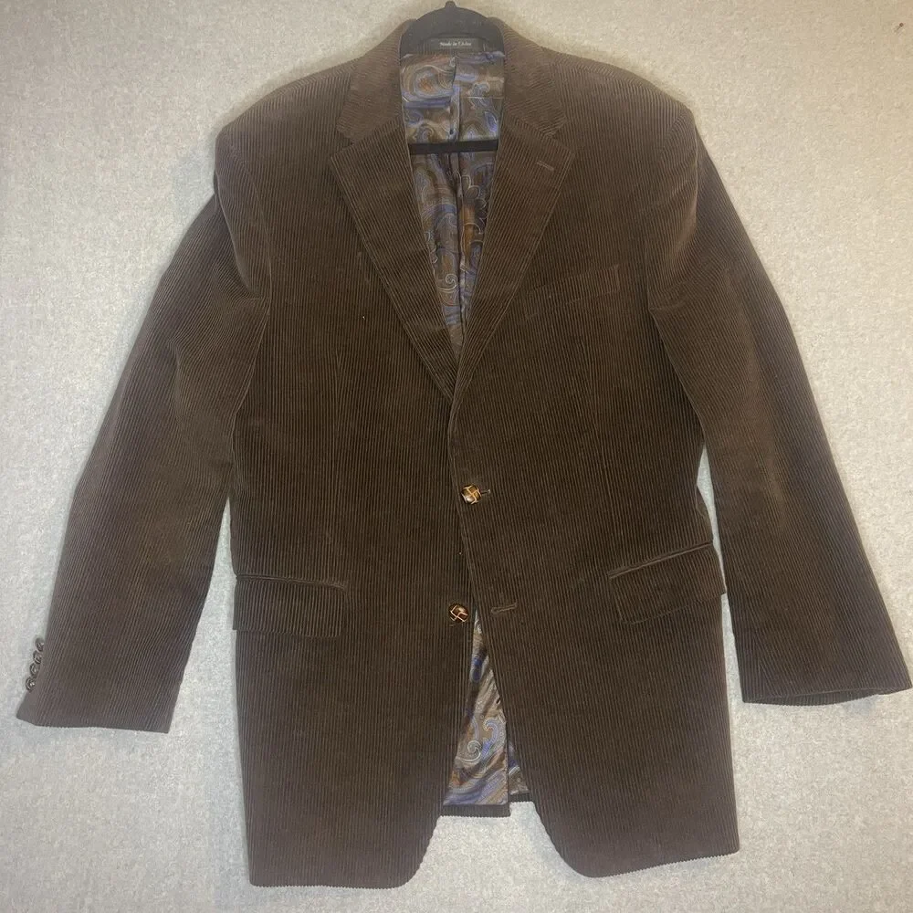 Lauren Ralph Lauren Men's Brown Corduroy Blazer 42L Two-Button Notch Lapel